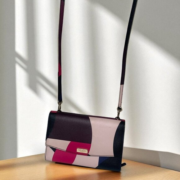Kate Spade Laurel Way Winni Crossbody Wallet Pink/Blue/Purple Leather WLRU3171 - Picture 10 of 11